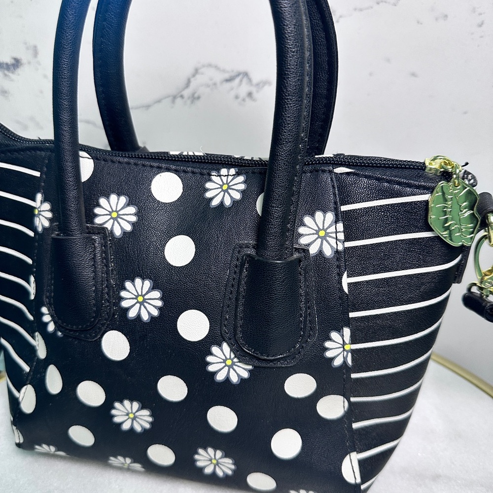 Luv Betsey by Betsey Johnson Daisy Black and White Polka Dot Crossbody Bag - Picture 4 of 9